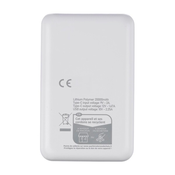Recyklovaný ABS powerbank Rayen - Biela