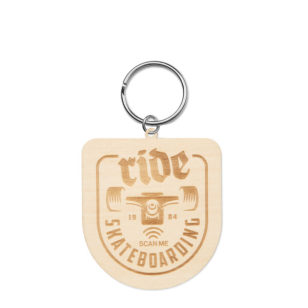 Custom shape wooden keyring - 50mm / M1 ring / Tissue paper wrapping