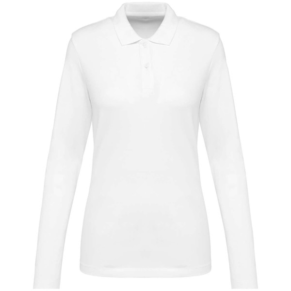 Ladies' Long-Sleeved Supima® Polo Shirt - White / XL