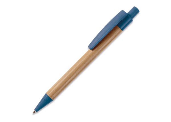 Stylo bille en bambou et paille de blé - Bleu