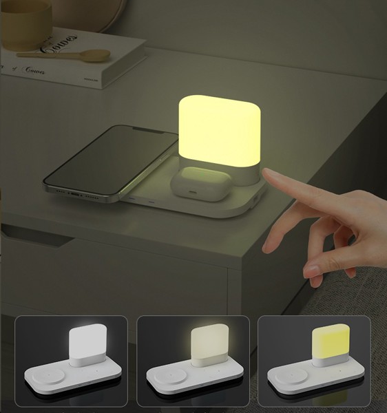 Wireless charger with night light - WHITE