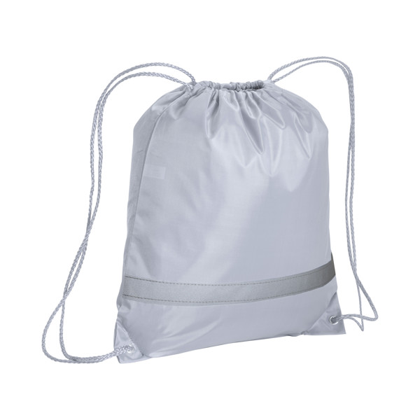 210T Polyester Backpack With Reflective Strip, Drawstring Closure And Reinforced Corners - White