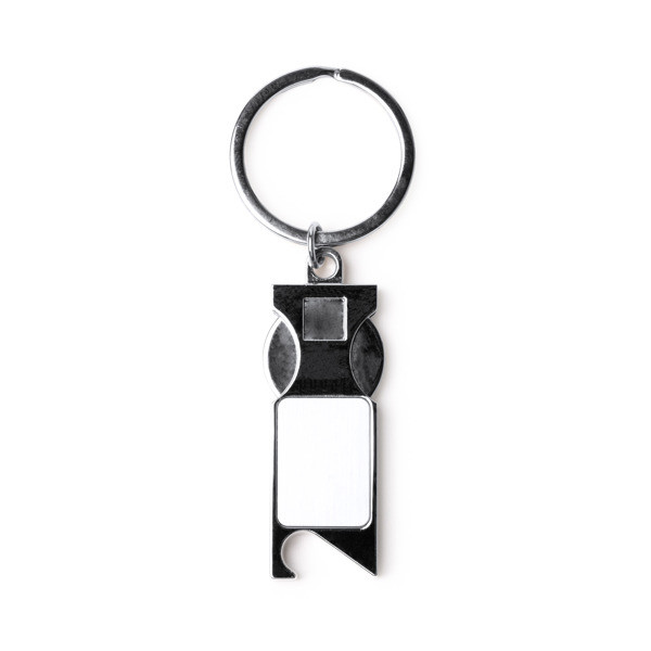 Llavero personalizado de metal con moneda para carro y abridor de botellas