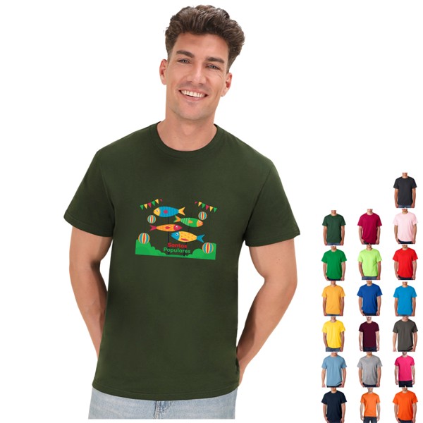 T-shirt de Adulto de cor com impressão a cores.