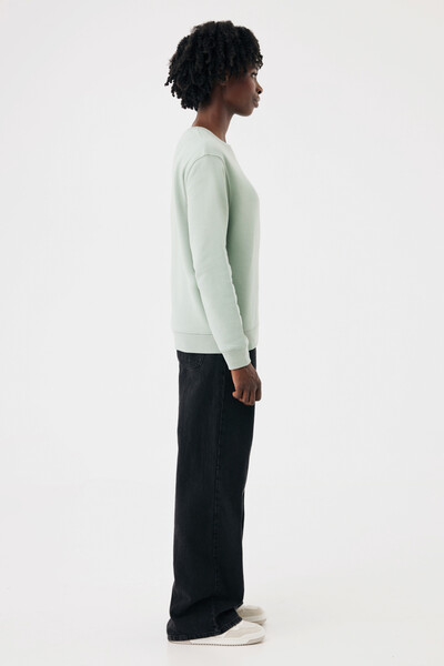 IQONIQ Toria Unisex mikina s okrúhl. výstrihom z rec. bavlny - Iceberg Green / XL