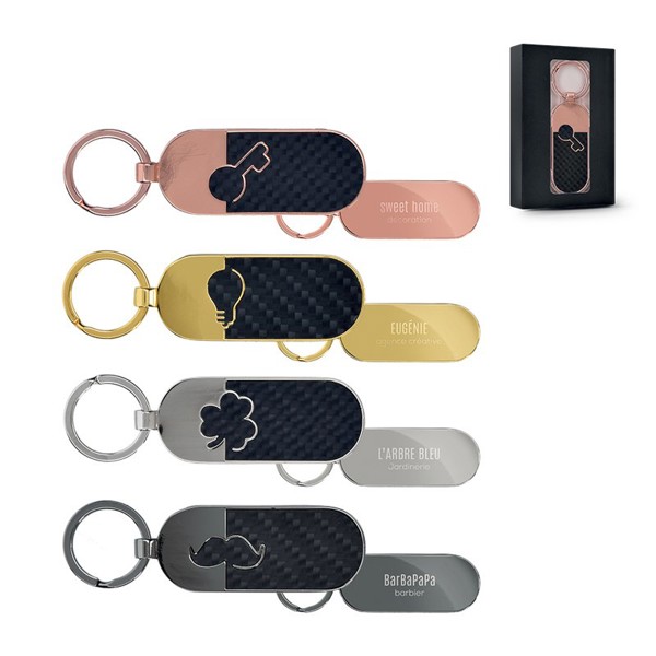 METAL KEYRING - Trefle argent / Trefle argent