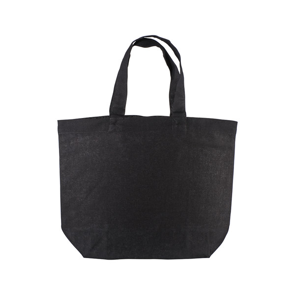 120 G/M2 Cotton Shopping Bag, Short Handles And Bottom Gusset - Black