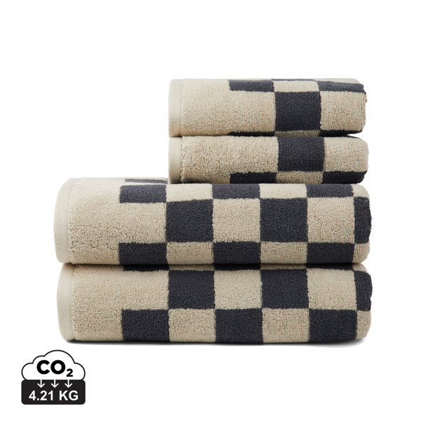 Vinga Elba Lot de 4 Serviettes en coton biologique OCS - Gris / Beige