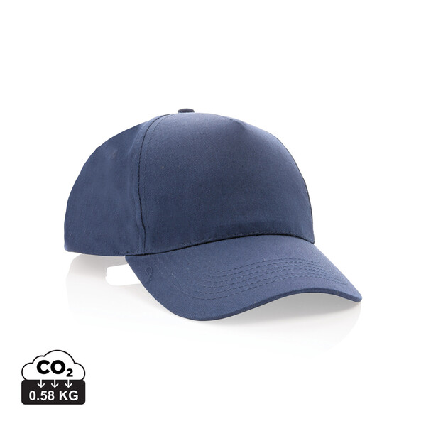 Casquette 5 panneaux en coton recyclé 190gr IMPACT - Bleu Marine
