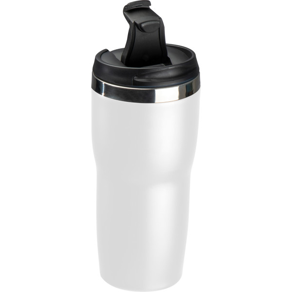 Double wall stainless steel drinking bottle ELEONORA - White