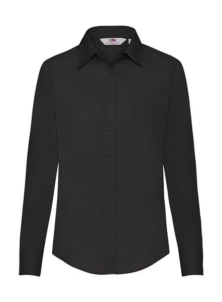 Ladies Poplin ShirtLS - Black / L