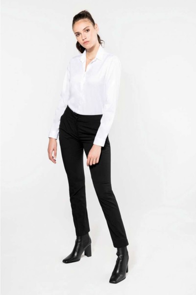 Ladies' Long-Sleeved Twill Shirt - White / 2XL