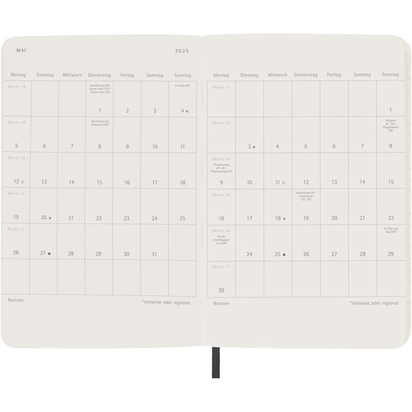 Moleskine soft cover 12 month weekly PK planner - German