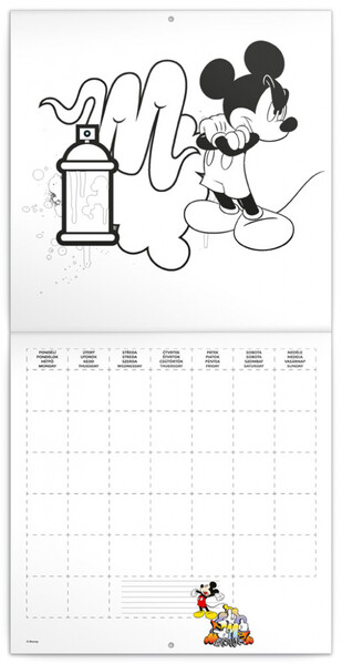 Poznámkový Kalendár Mickey Mouse – Diy: Maľovankový Kalendár, 30 x 30 cm