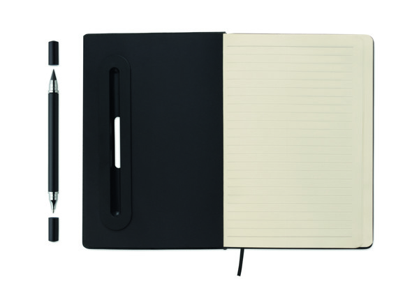 A5 notebook with phone holder Rinbook - Black