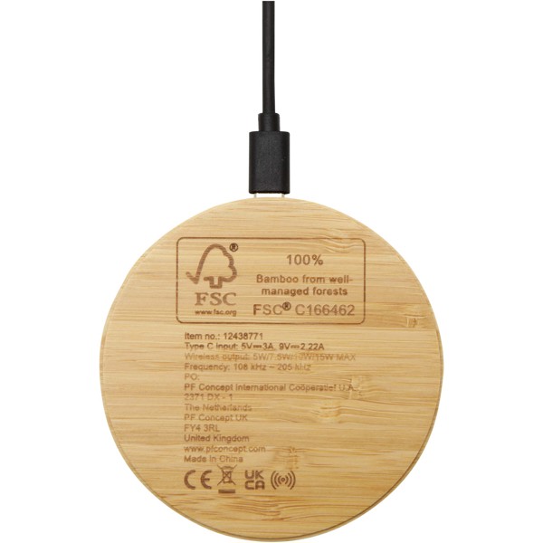 Tapis de charge sans fil en bambou Essence de 15 W