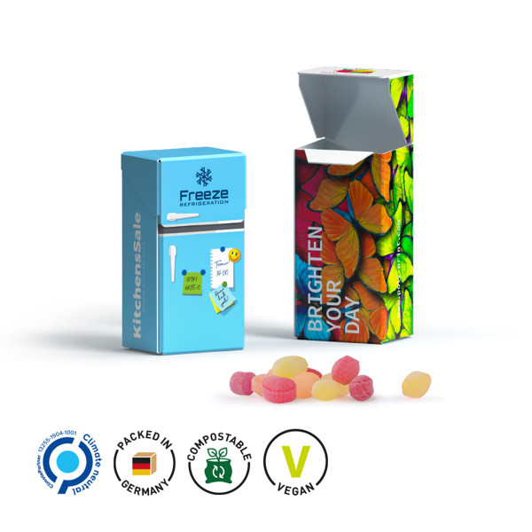 Slim Box Mini, Weiß / Mini Bonbons Frucht Mix, 10 G