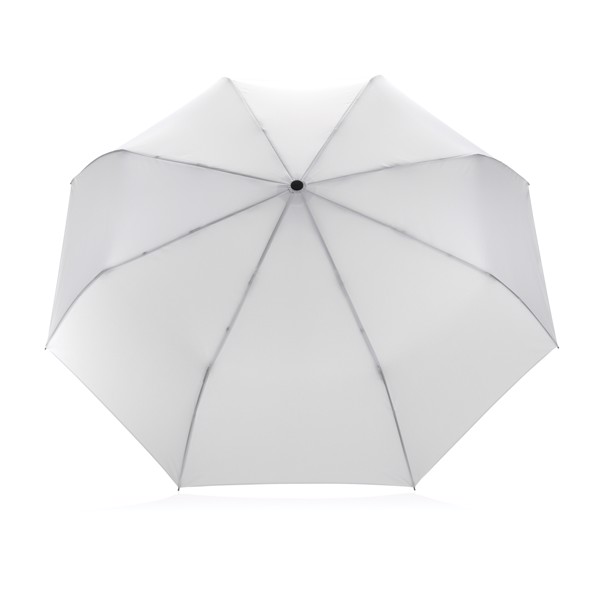 21" Impact AWARE™ RPET 190T bamboo auto open/close umbrella - White