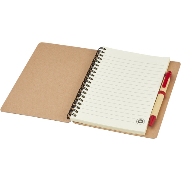 Priestly A6 Recycling Notizbuch mit Stift - Natur / Rot