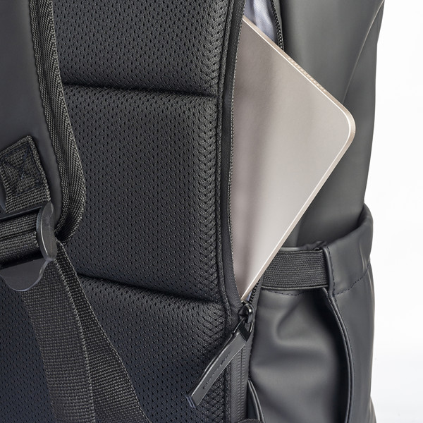 Water-Resistant Soft Pu (15") Backpack - Black