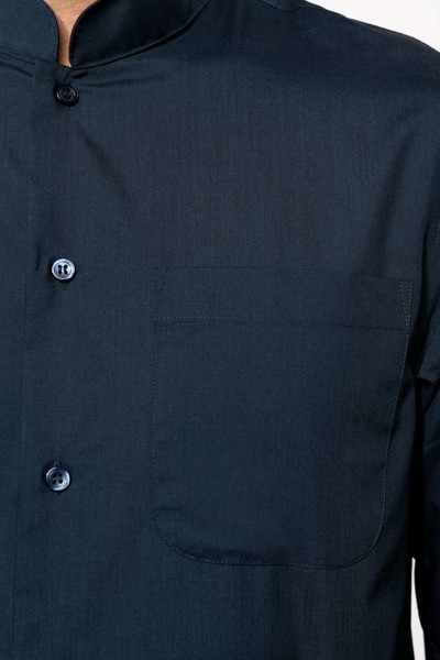 Men's Long-Sleeved Mandarin Collar Shirt - White / M