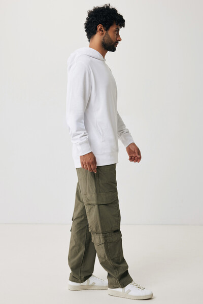 Mikina s kapucí a bočními kapsami Iqoniq Yengo z rec. bavlny - Recycled White / XXXL