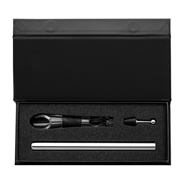 Neve Recycled Stainless Steel Wine Chiller Set & Gift Box  - 2 pcs - Clear / Pad print