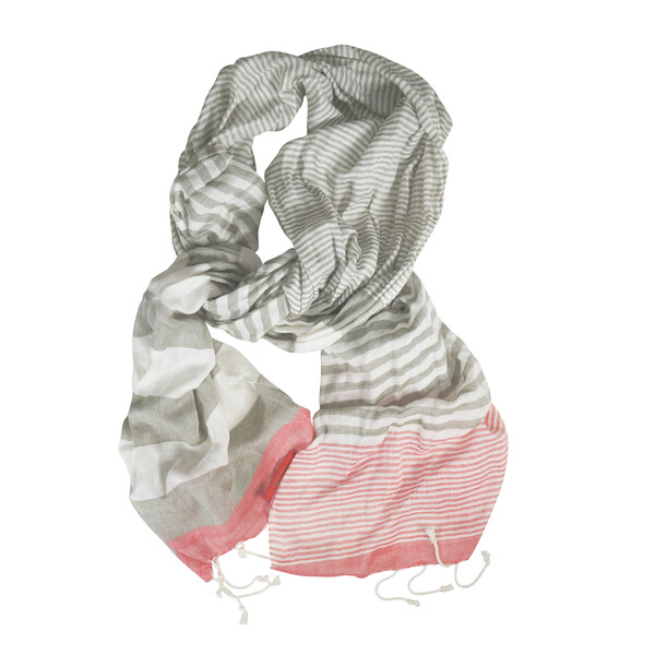 Foulard à franges WIND - rouge/gris