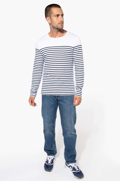 Men’S Long-Sleeved Breton Stripe Top - S