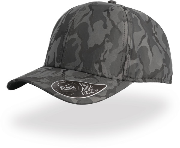 6 Panel Satin Camouflage Cap Atlantis | Phase - Dark Grey / onesize