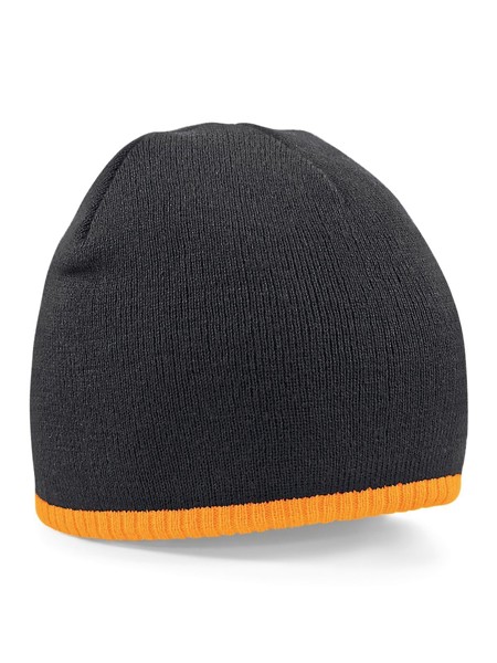 Two-Tone Pull-On Beanie - Black / Fluorescent Orange