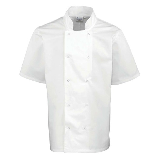 Chef's Short Sleeve Stud Jacket - White / 3XL