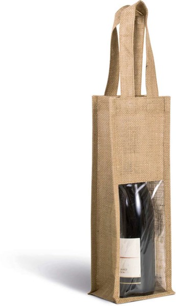 Jute Bottle Bag - Cherry Red / Gold
