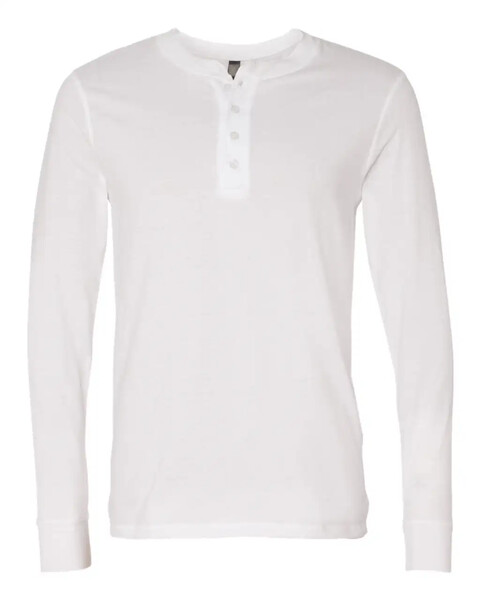 Men's Jersey Long Sleeve Henley - White / S