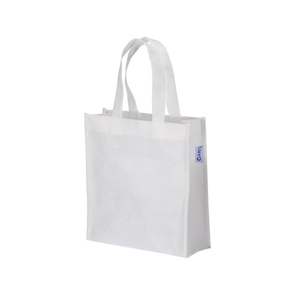 Shopper Mini Con Soffietto In  R-Pet 80 G/M2 Con Soffietto, Manici Corti - Bianco