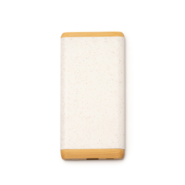Custom wheat fiber and bamboo power bank 5000 mAh with charge indicator
