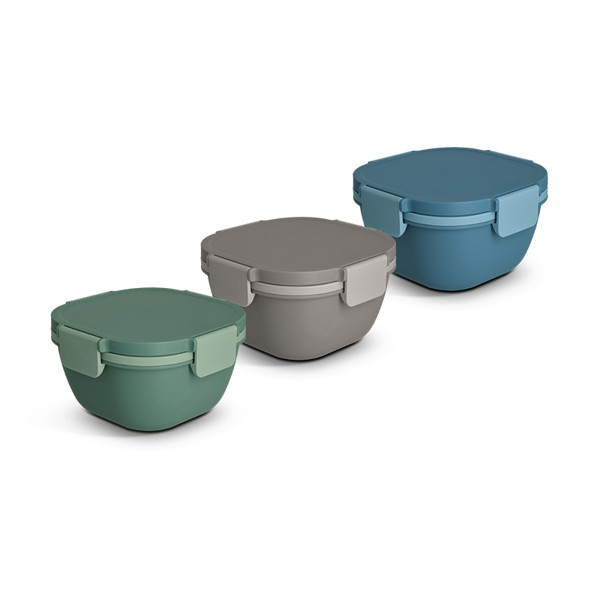 BOITE A REPAS (LUNCH BOX) MULTI-COMPARTIMENTS AVEC FOURCHETTE - Gris