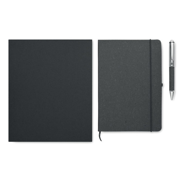 Eleganote notebook set A5, recycled leather - Black