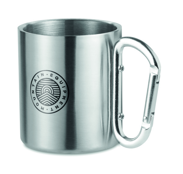 Kovinska skodelica Trumbo, ročaj v obliki karabina, 220 ml - Matt Silver