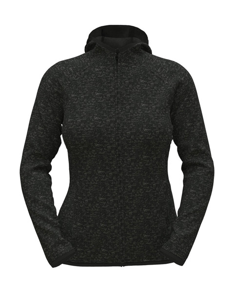 Lux Hooded Knit Fleece Jacket For Women - Black Opal Heather / M