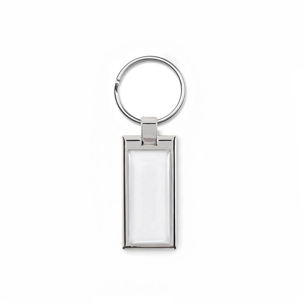 Porte-clés rectangulaire en alliage de zinc avec doming - Quadri
