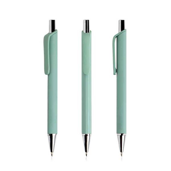 Esferográfica Alumínio Emborrachado, Triangular - Preto