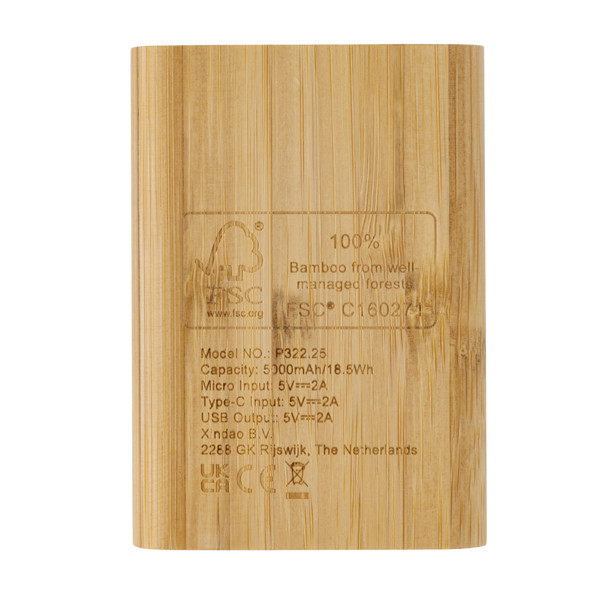 Bambusov powerbank 5.000 mAh