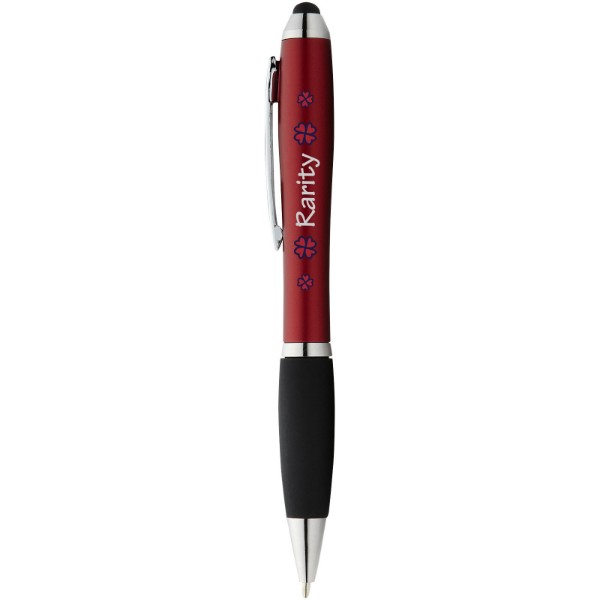 Kuličkové pero a stylus Nash s černým úchopem - Červená s efektem námrazy / Černá