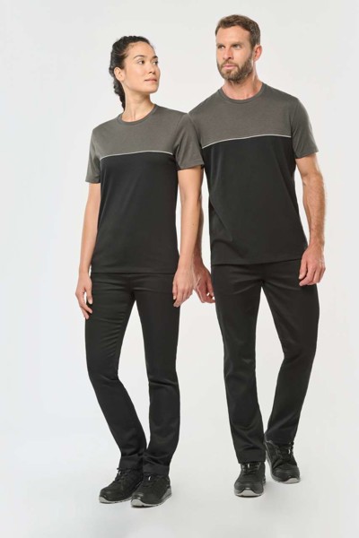 Unisex Eco-Friendly Short Sleeve Two-Tone T-Shirt - Black / Dark Grey / M