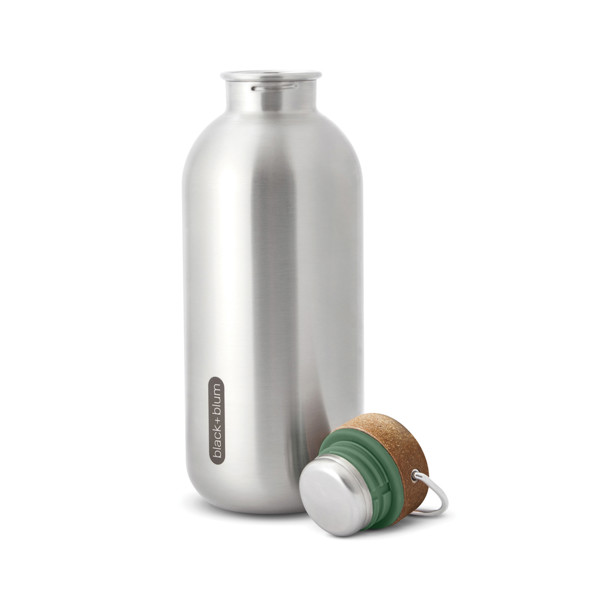 Ocelová láhev na vodu 600ml Black+Blum - Olivově Zelená