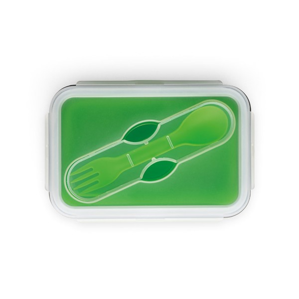 SAFFRON. Lunch Box. Boîte hermétique rétractable en silicone et PP 640 mL - Vert Clair