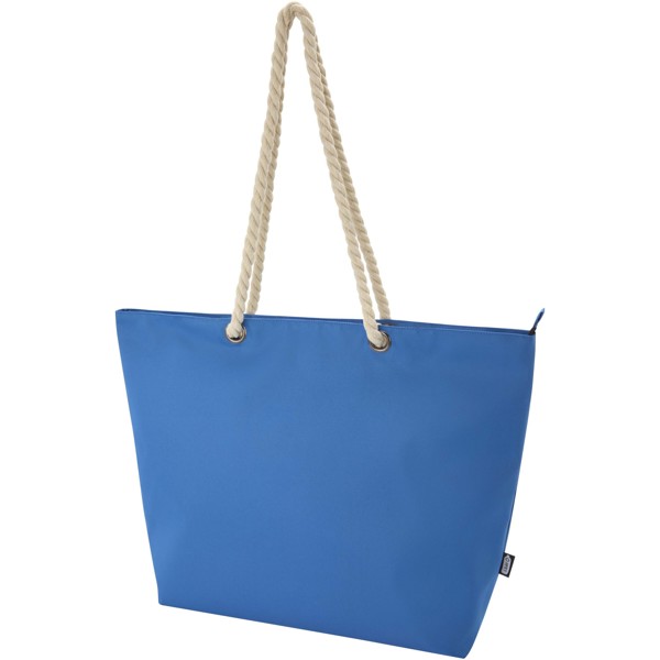 Tote bag termica da spiaggia in materiale riciclato certificato GRS con manici in corda Panama - 23L - Blu royal