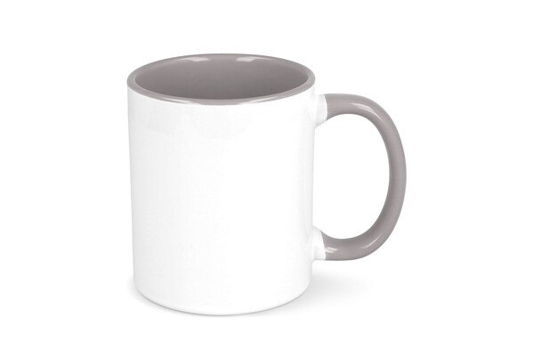 Mug subli Oslo coloré à l'intérieur & anse 300ml - Blanc / Gris