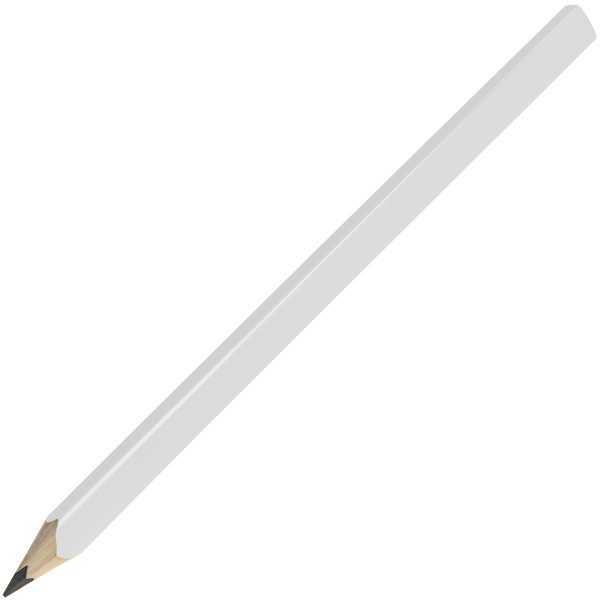 Carpenter's pencil, angular-oval, sharpened - White - White